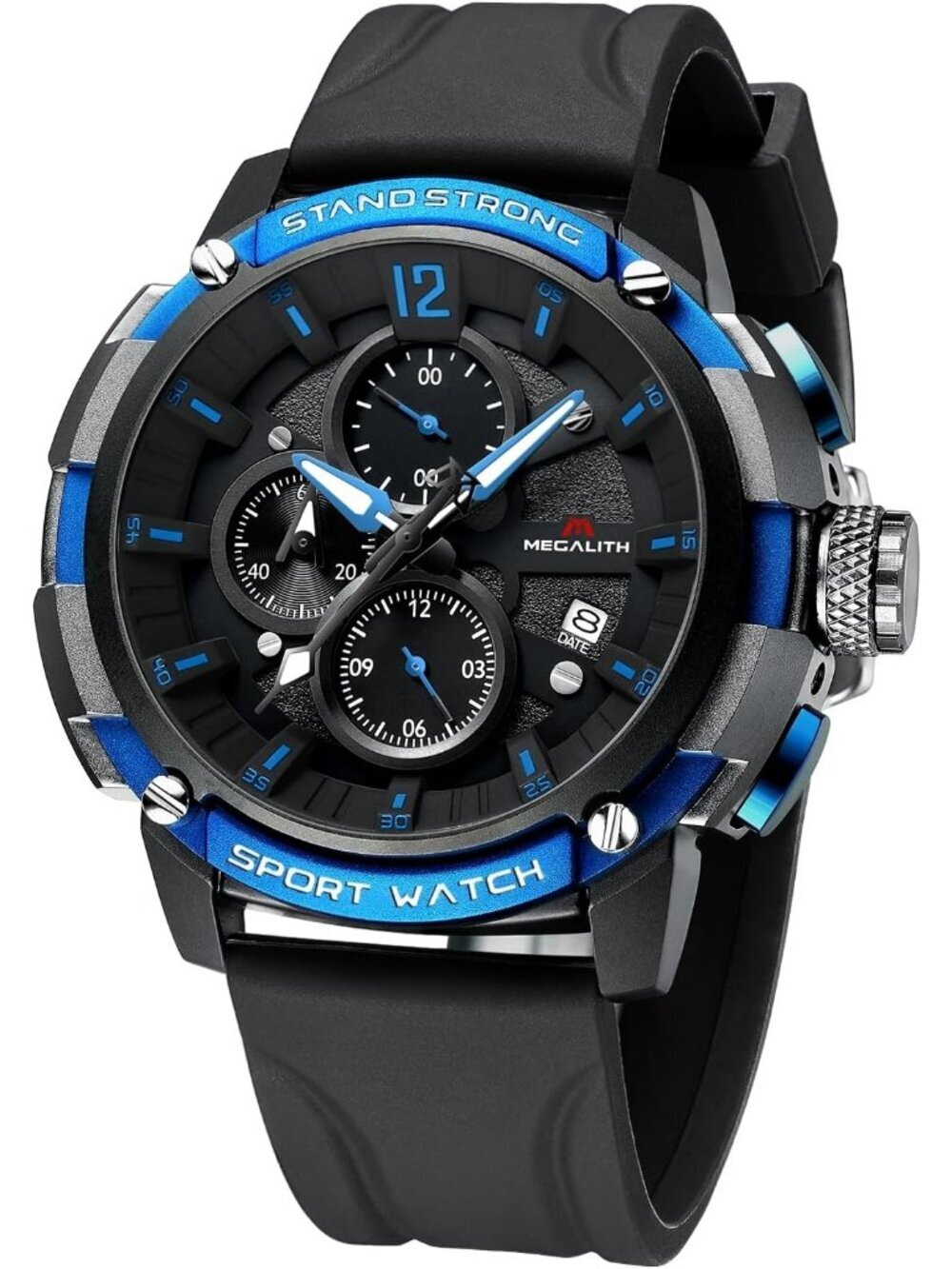 Men's Blue Analog Quartz Heavy Duty Waterproof Chronograph Luminous Wrist Watch
